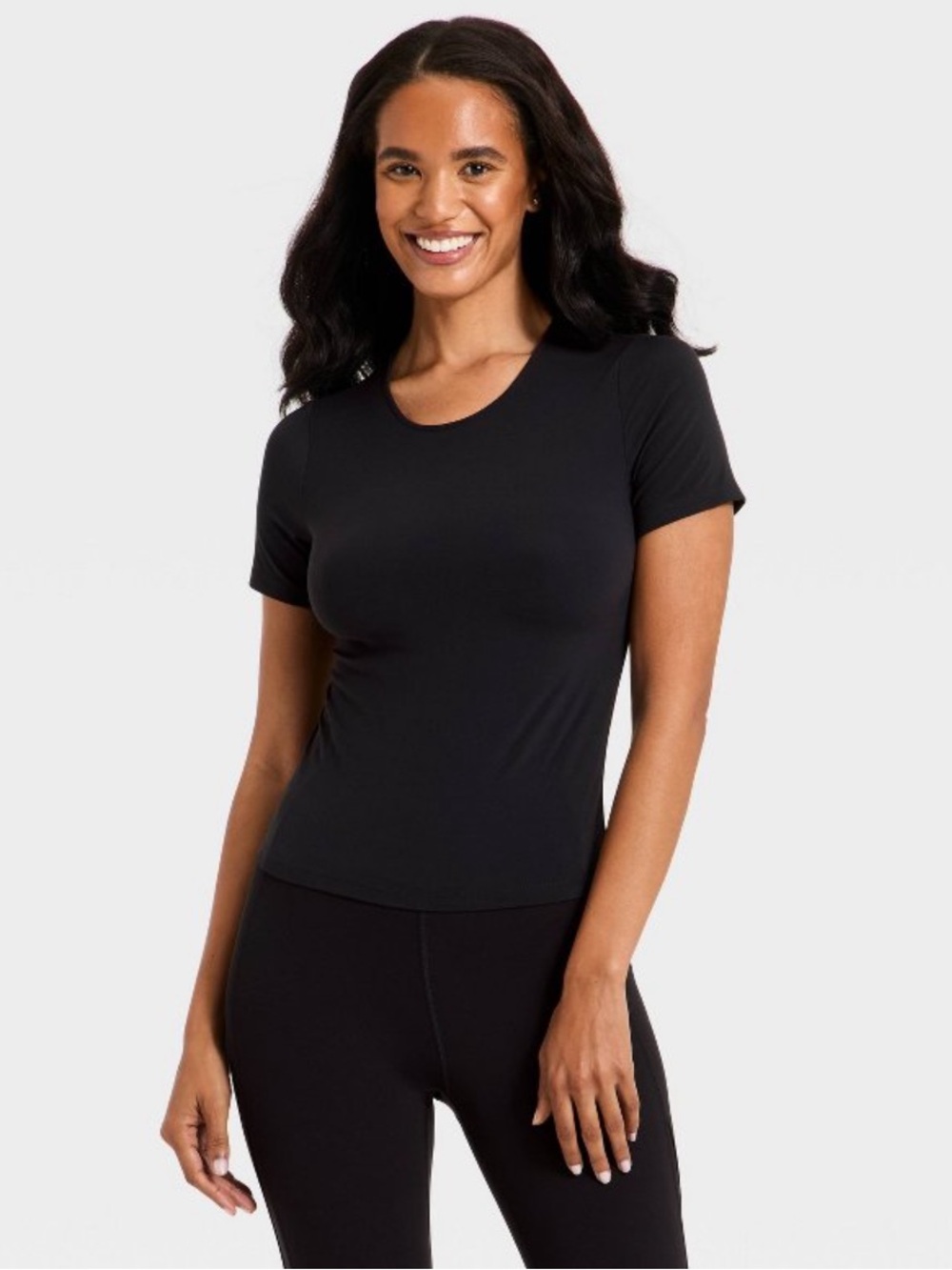 all in motion Black Short Sleeve Crewneck Tee